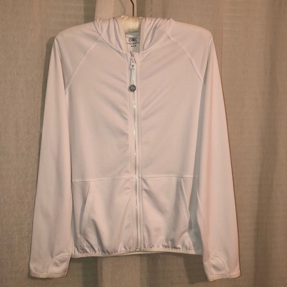 FREE Athleta 14 Girl White Rashguard Full Zip Long Sleeve Jacket